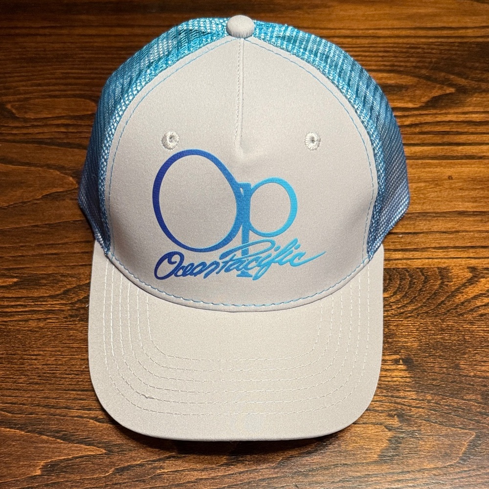 OP Blue and White Mesh Trucker Hat